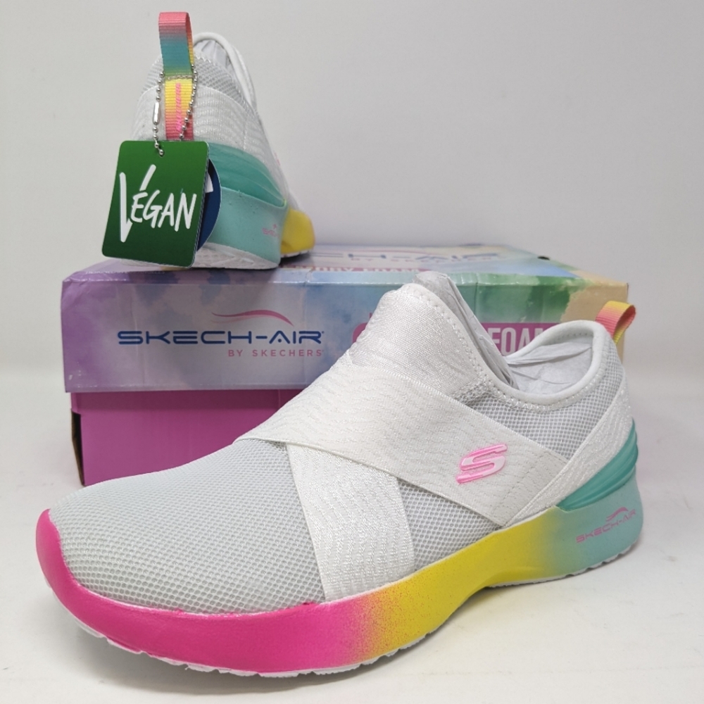 NIB. A WOMAN'S SKECHERS SKECH- AIR DYNAMITE RAINBOW EYES. SLIP ON. MEDIUM